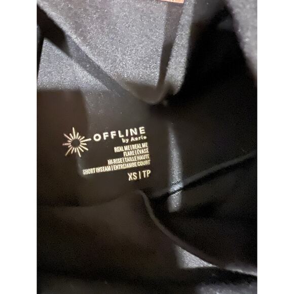 OFFLINE By Aerie Real Me High Waisted Crossover Rib Super Flare Legging XS Black - Picture 5 of 5